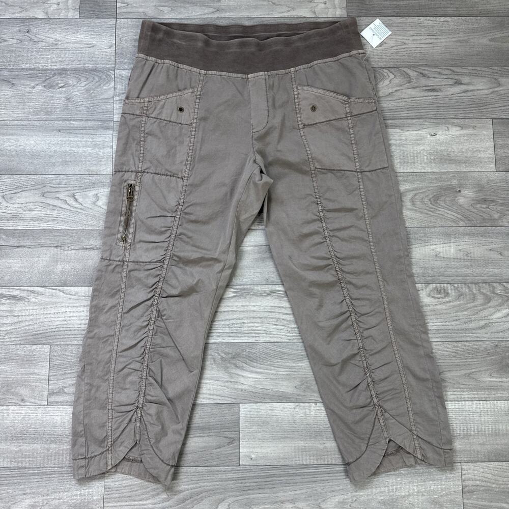 XCVI Mind Set Straight Leg Cropped Pants Pull On Stretch Brown sz M - Picture 2 of 7